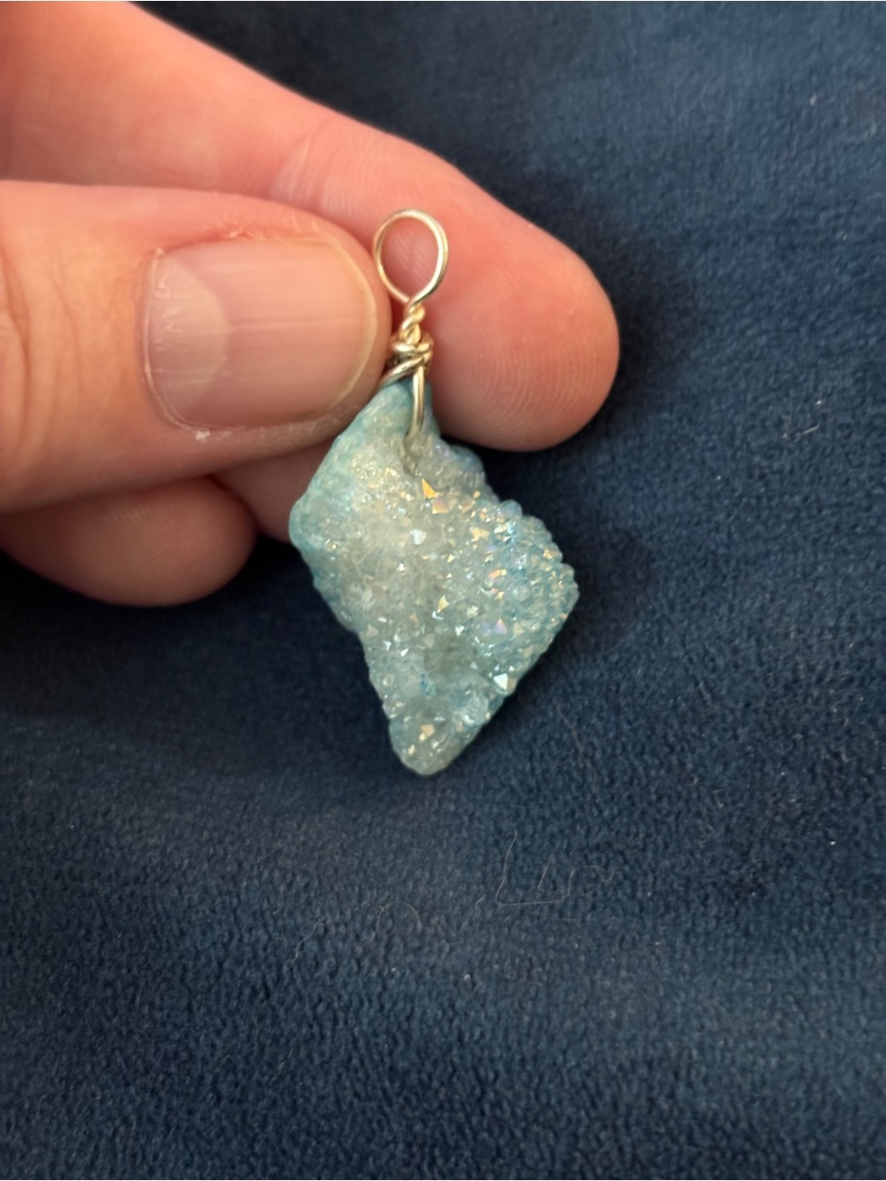 Handcrafted Aqua Blue Druzy Pendant Necklace